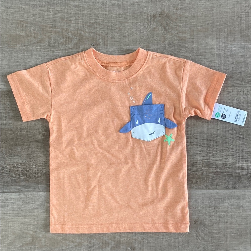 Carter's Orange and Blue Short Sleeve Tee with Shark Design